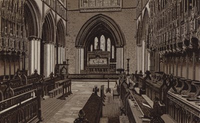 Cattedrale di Chester, il Coro, Vista Est da English School
